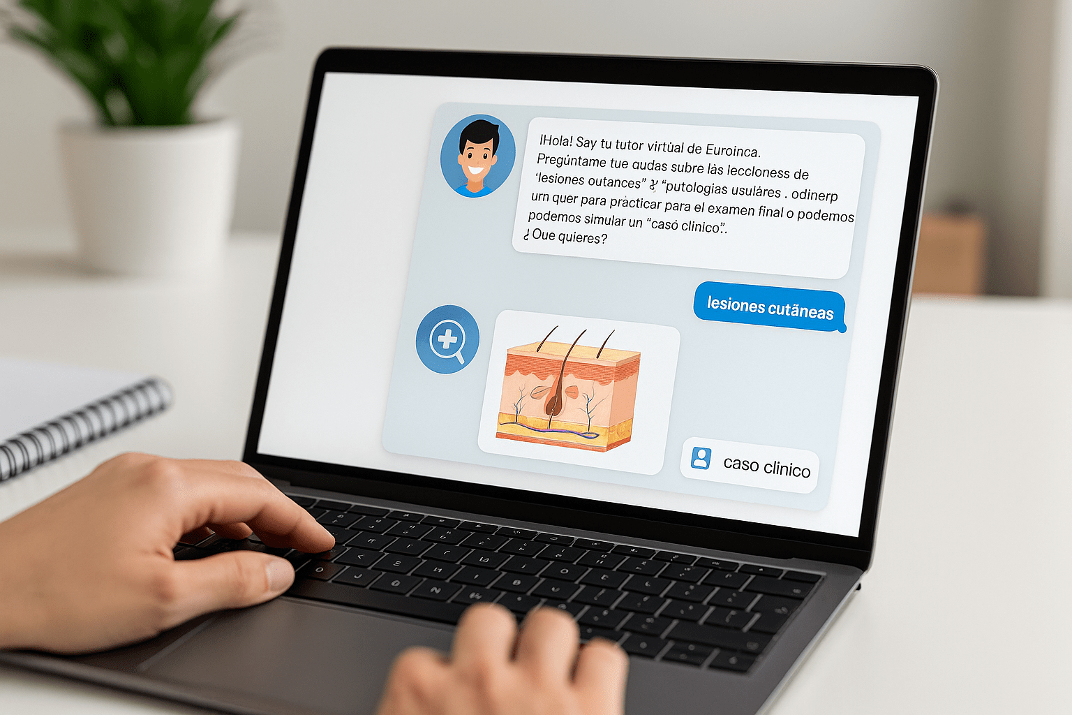 Lección interactiva lesiones cutáneas con botchat de IA