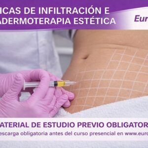 Infiltración intradérmica estética realizada en entorno clínico con técnica profesional, material formativo previo del curso EuroINCA